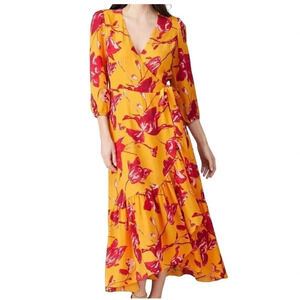 Color Me Courtney Women's Size Medium Yellow Orchid Eleanor Wrap Dress